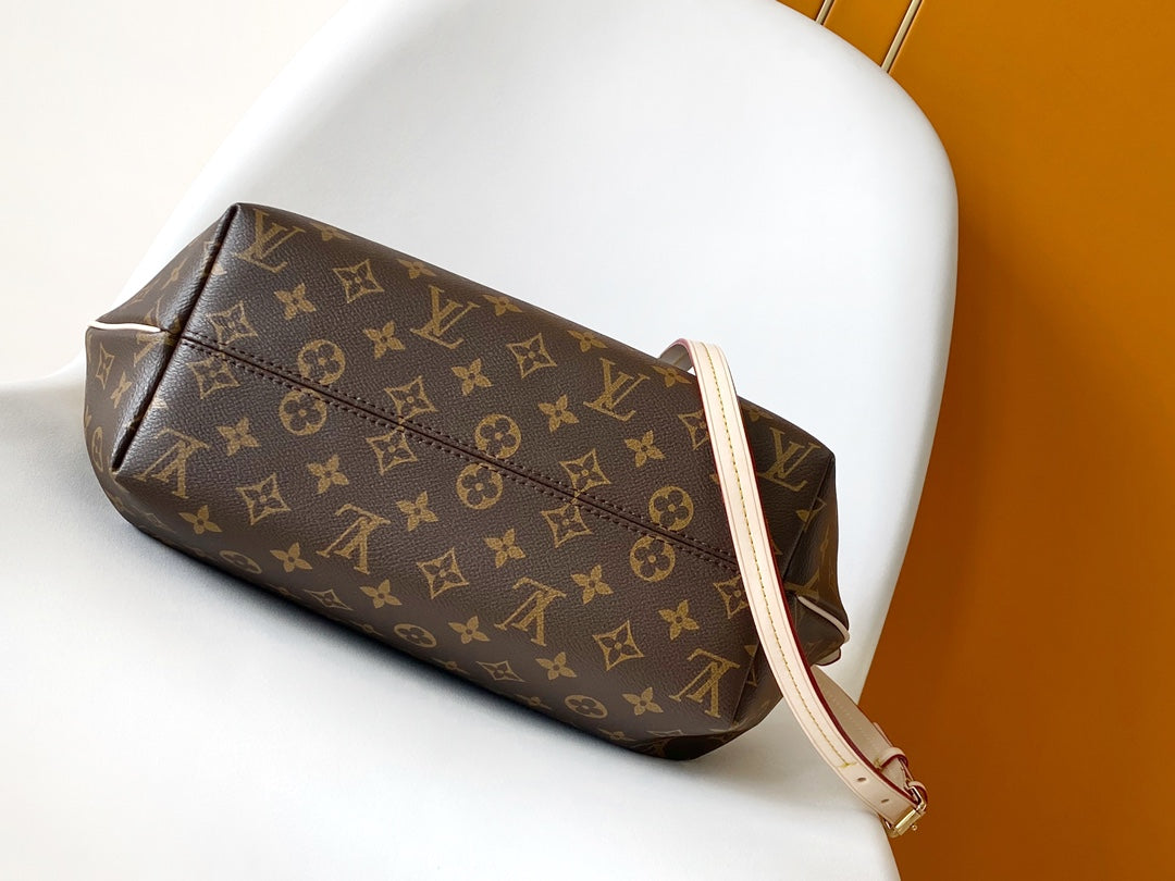 Louis Vuitton Classic Brown Monogram Canvas Shoulder Bag with Leather Handles