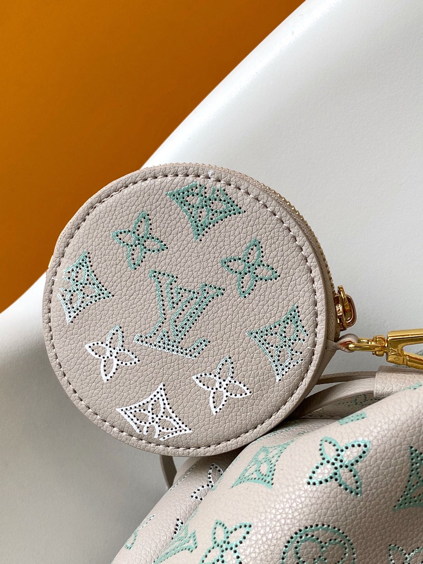 Louis Vuitton Pastel Pink Monogram Bucket Bag with Gold Chain and Coin Purse