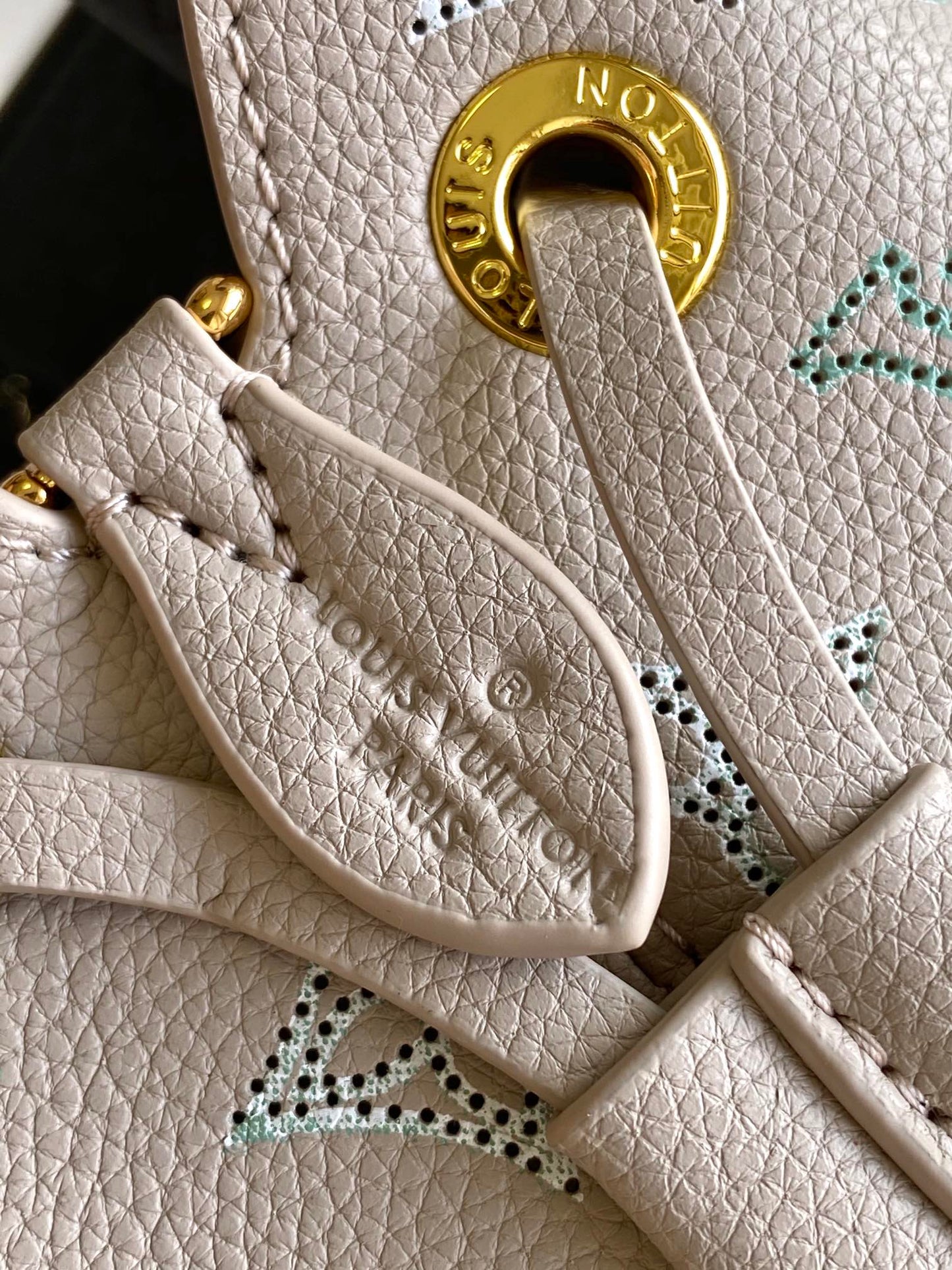 Louis Vuitton Pastel Pink Monogram Bucket Bag with Gold Chain and Coin Purse