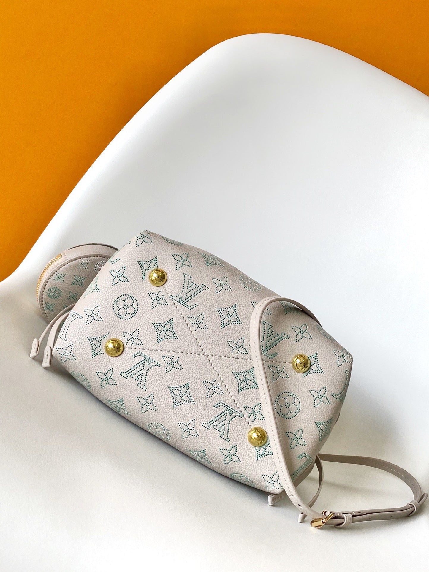 Louis Vuitton Pastel Pink Monogram Bucket Bag with Gold Chain and Coin Purse