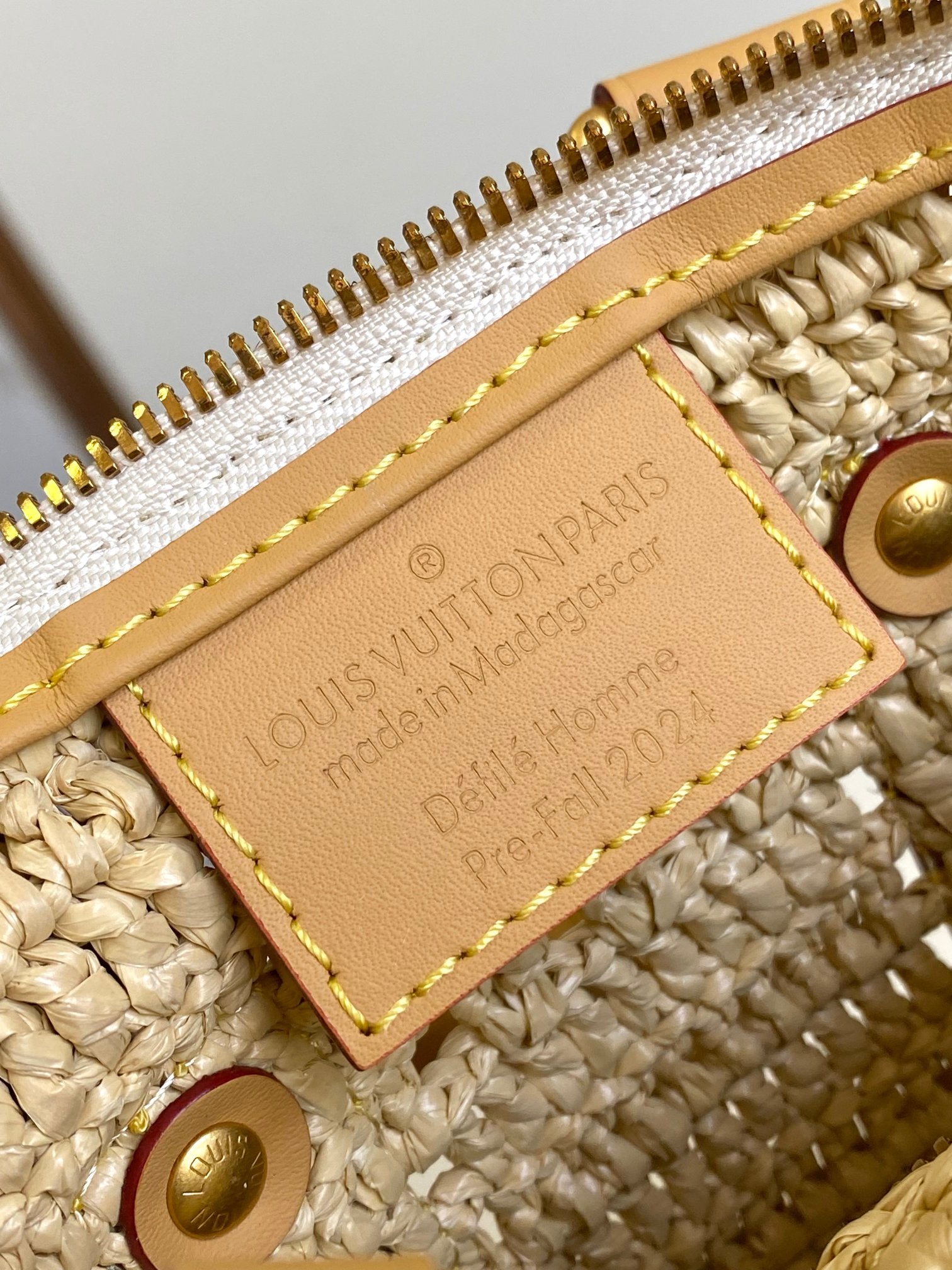 Louis Vuitton Woven Raffia Crochet Handbag with Leather Handles and Crossbody Strap