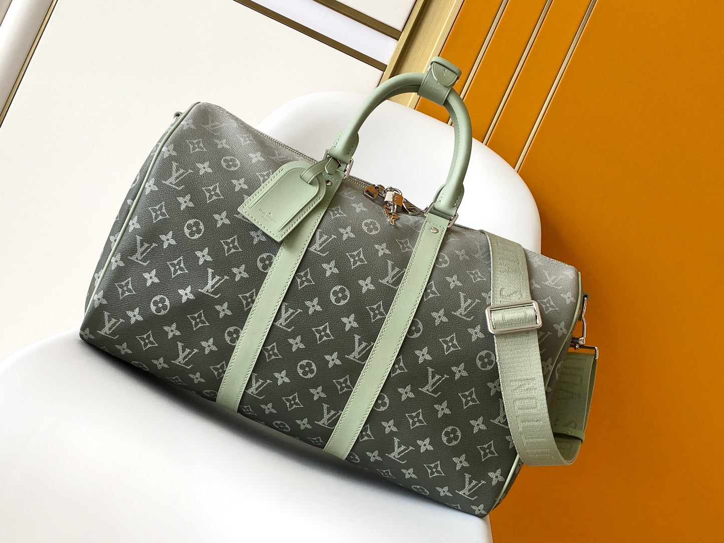 Louis Vuitton Gradient Green Monogram Canvas Travel Duffle Weekender Bag