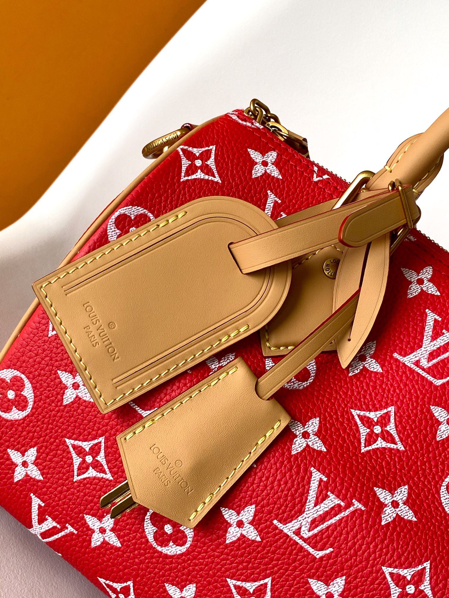Louis Vuitton Red Monogram Canvas Top-Handle Handbag with Removable Strap