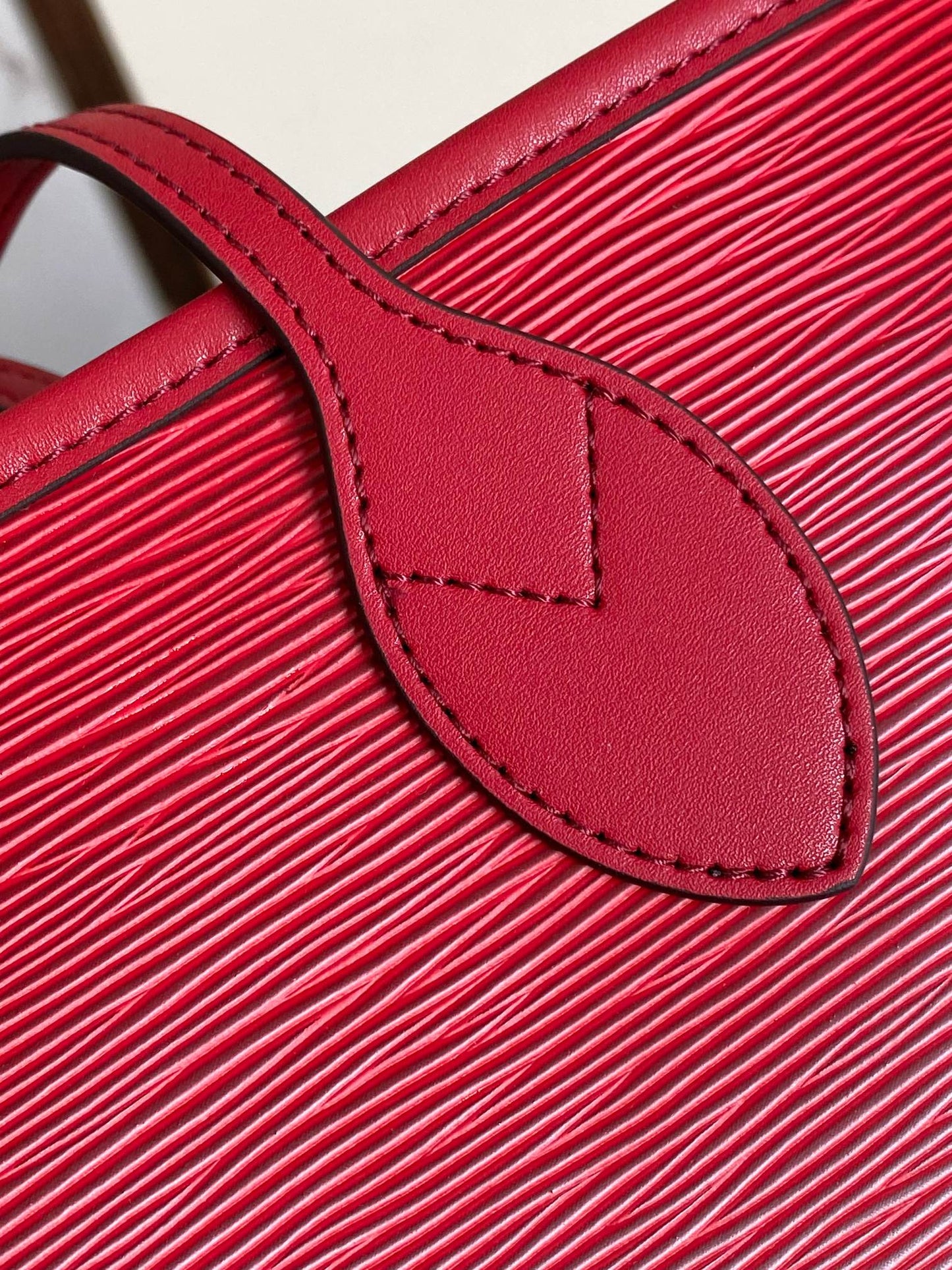 Louis Vuitton Classic Red Textured Leather Tote Bag with Shoulder Straps