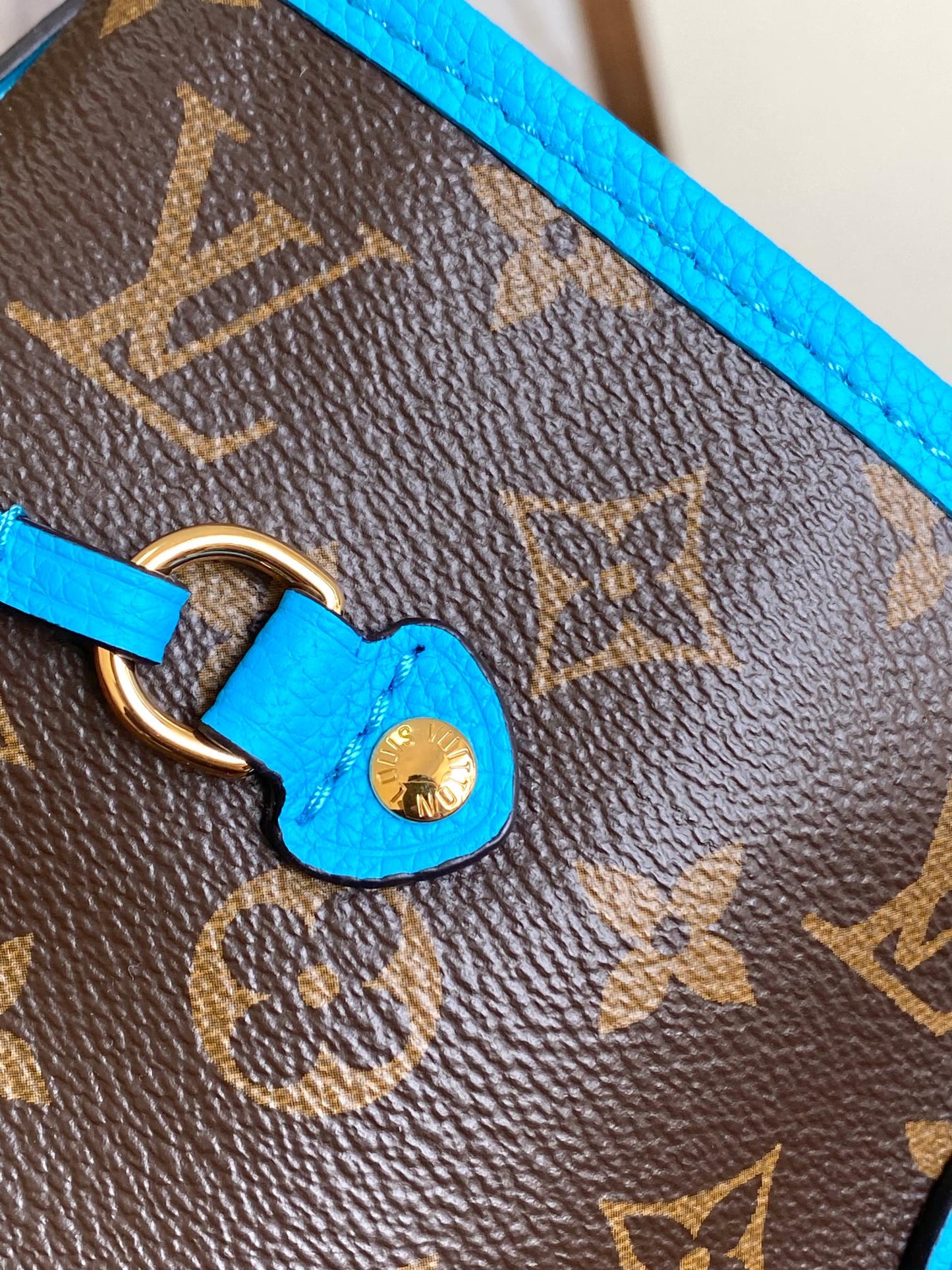 Louis Vuitton Blue Striped Canvas Tote Bag with Detachable Shoulder Strap