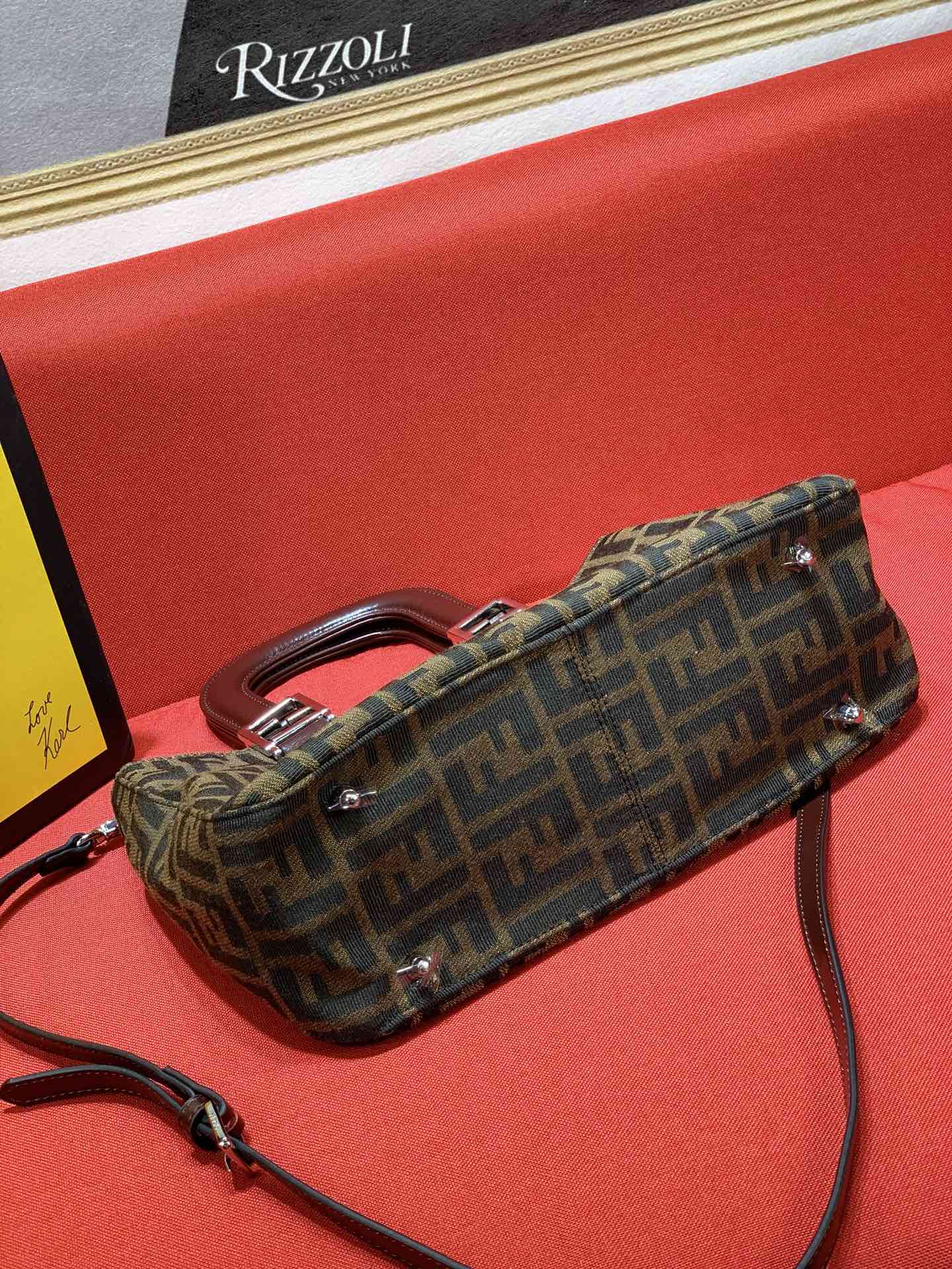 Fendi FF Monogram Canvas Mini Tote Bag with Detachable Shoulder Strap - Brown