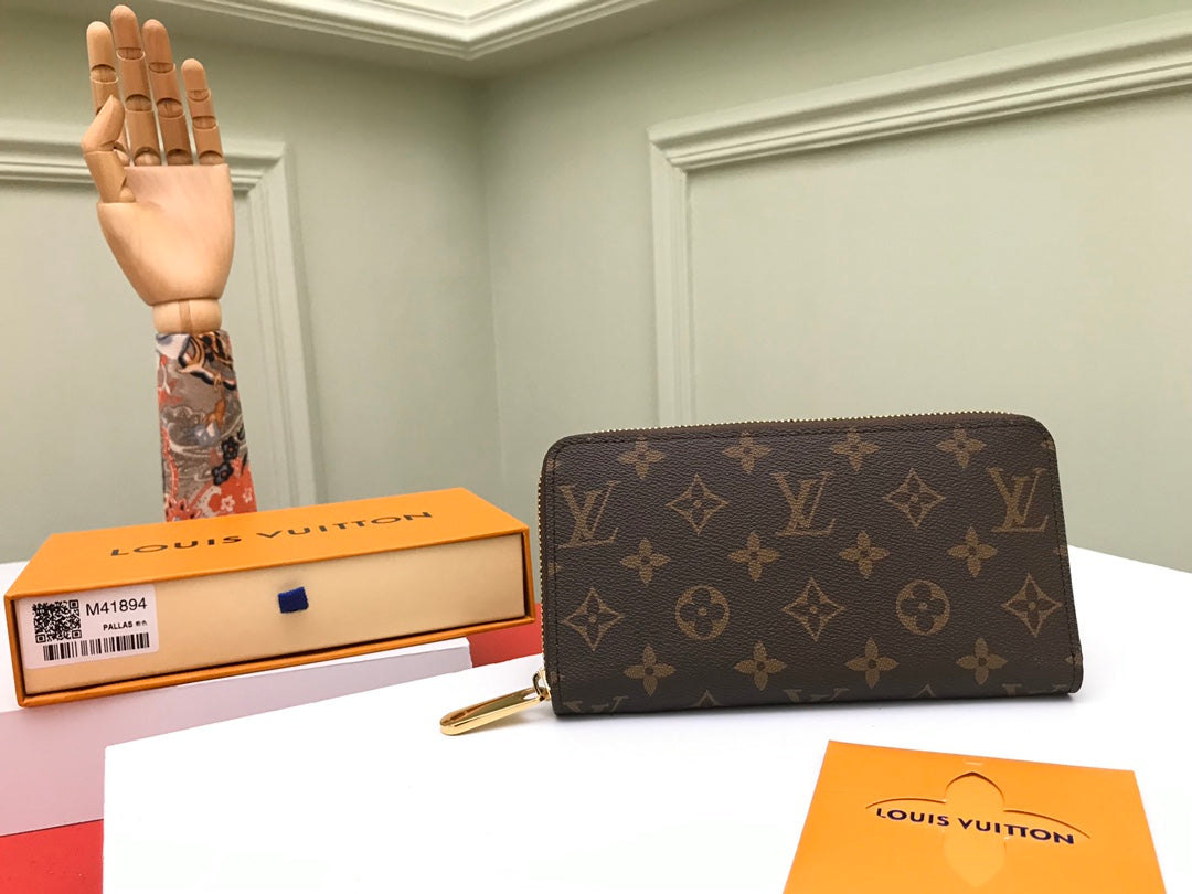 Louis Vuitton Classic Brown Monogram Print Zip-Around Long Clutch Wallet