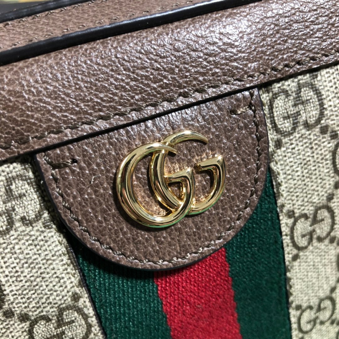 Gucci Vintage Monogram Canvas Box Crossbody Bag with Web Stripe