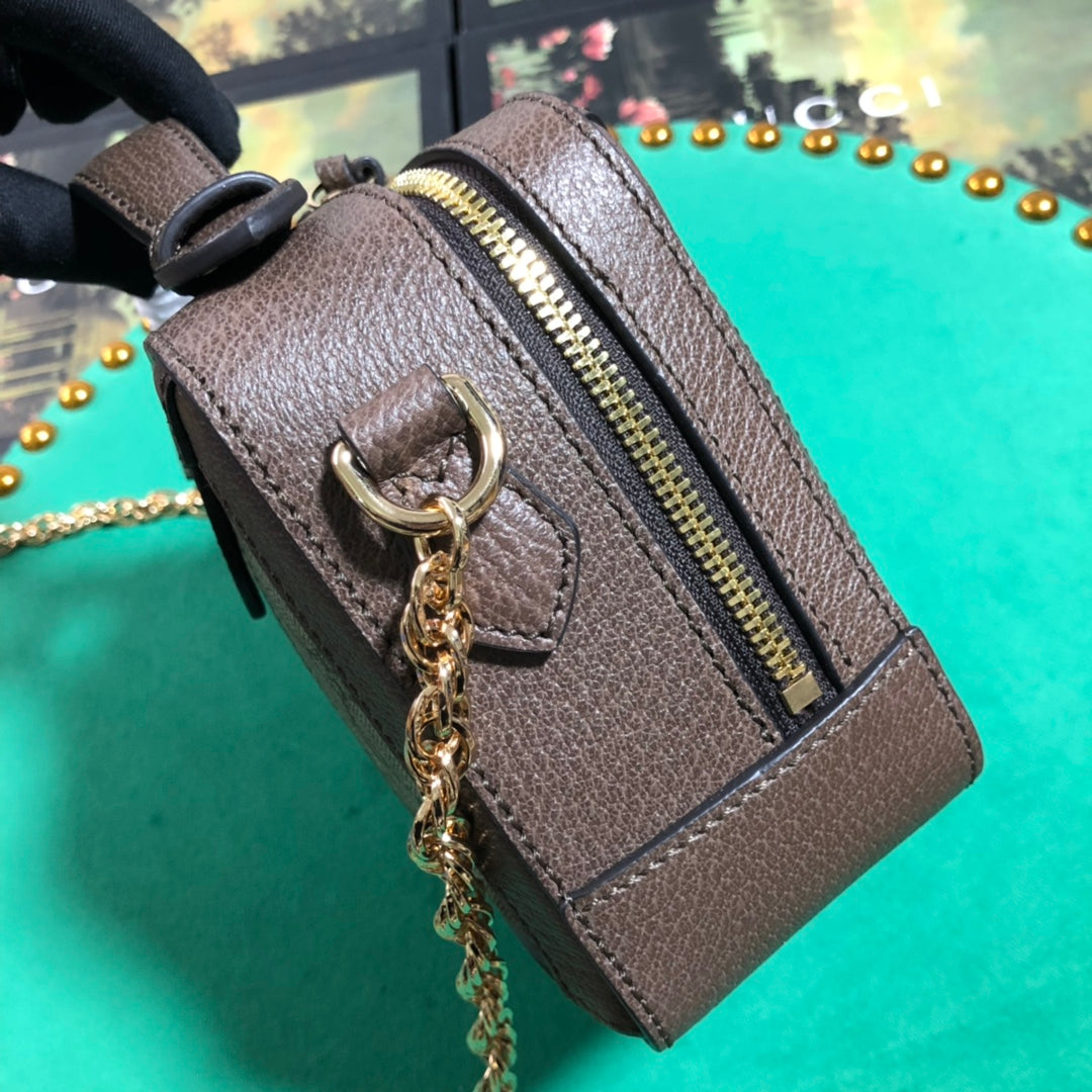 Gucci Vintage Monogram Canvas Box Crossbody Bag with Web Stripe