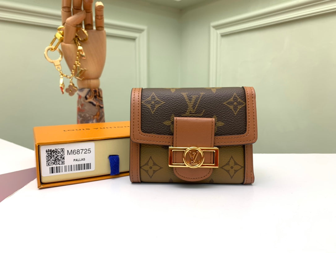Louis Vuitton Classic Brown Monogram Canvas Compact Wallet with Clasp