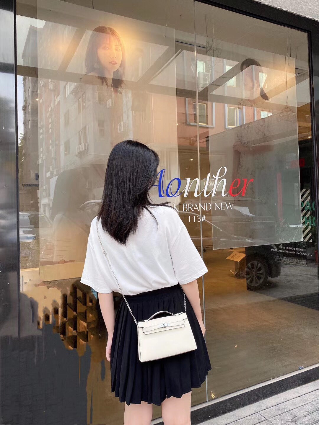 Mini Kelly Style White Leather Crossbody Handbag for Women