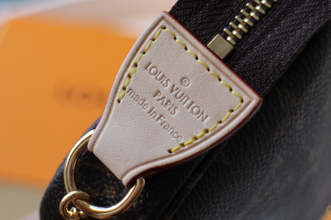 Louis Vuitton Classic Monogram Canvas Mini Pouch with Gold Chain Strap