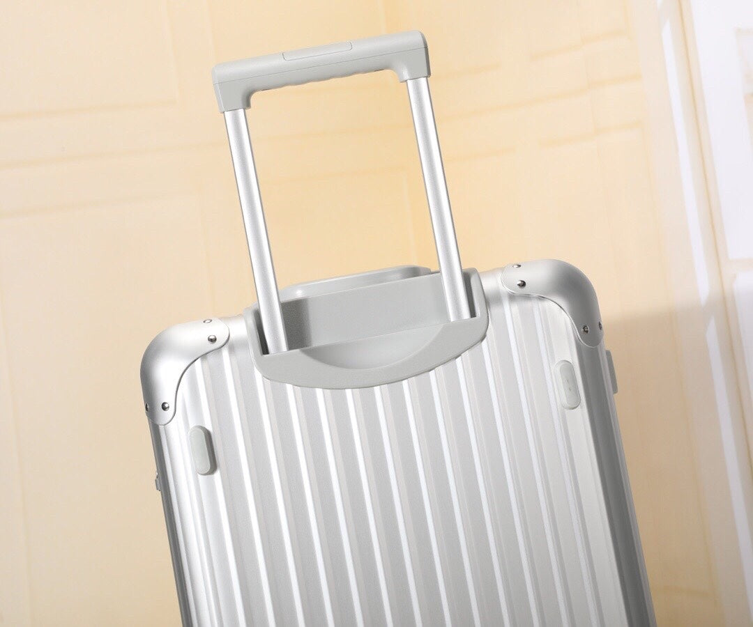 Sleek Silver Hardside Spinner Luggage with Telescopic Handle