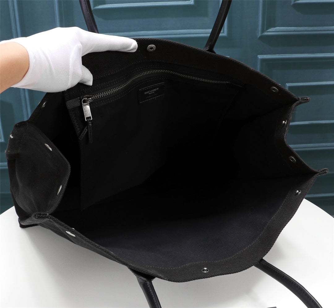 Saint Laurent Rive Gauche Tote Bag in Black Canvas