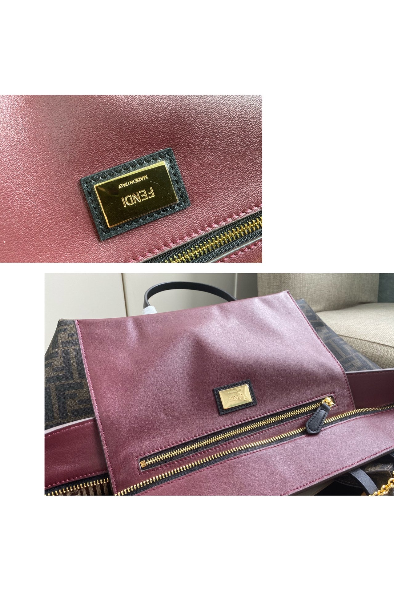 Fendi Monogram Brown Canvas Large Tote Bag with Detachable Pouch