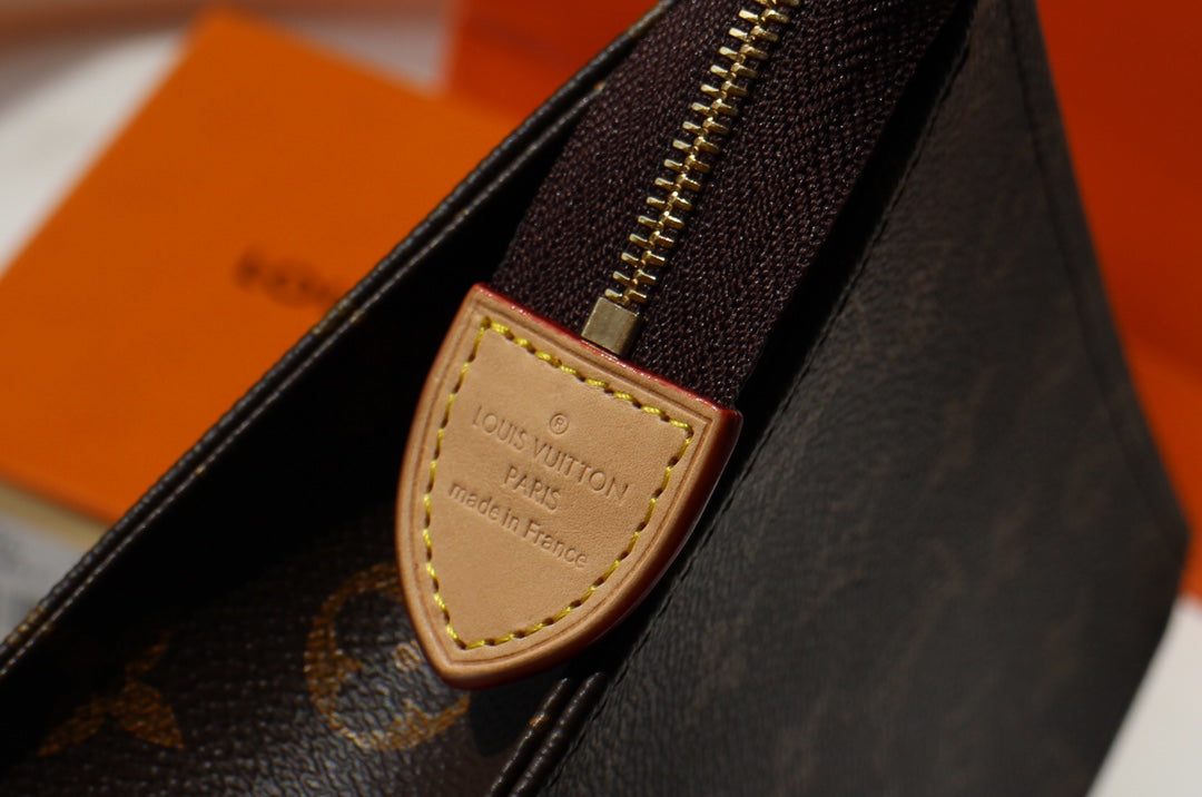 Louis Vuitton Classic Brown Monogram Canvas Clutch Bag and Toiletry Pouch