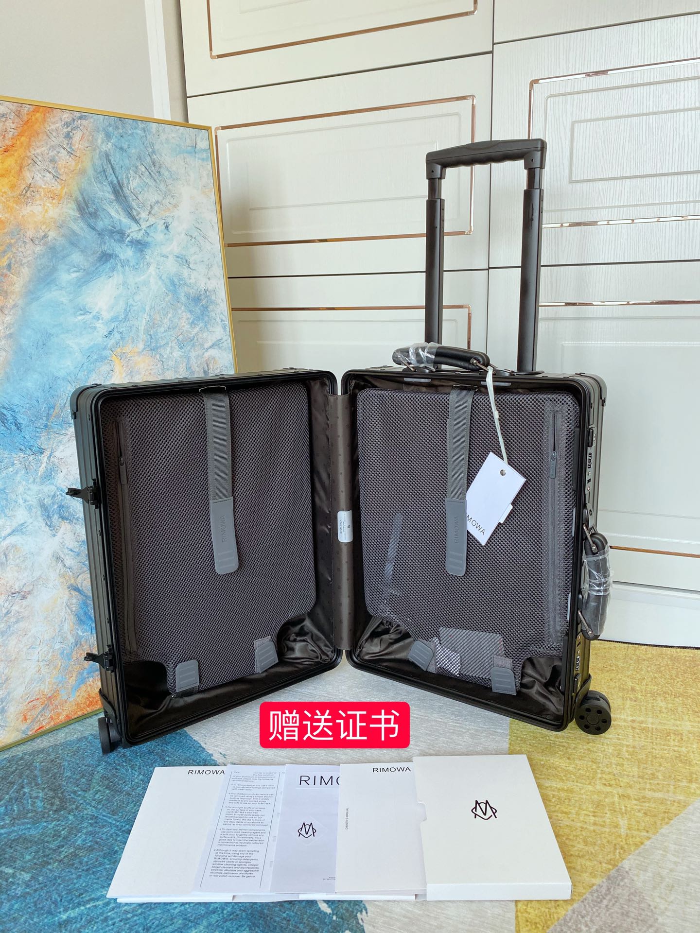 Sleek Matte Black Ribbed Carry-On Hardshell Spinner Suitcase