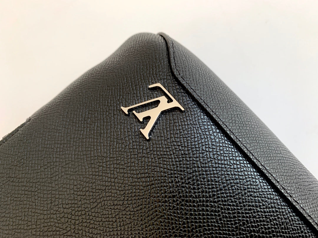 Louis Vuitton Black Textured Leather Sling Crossbody Chest Backpack