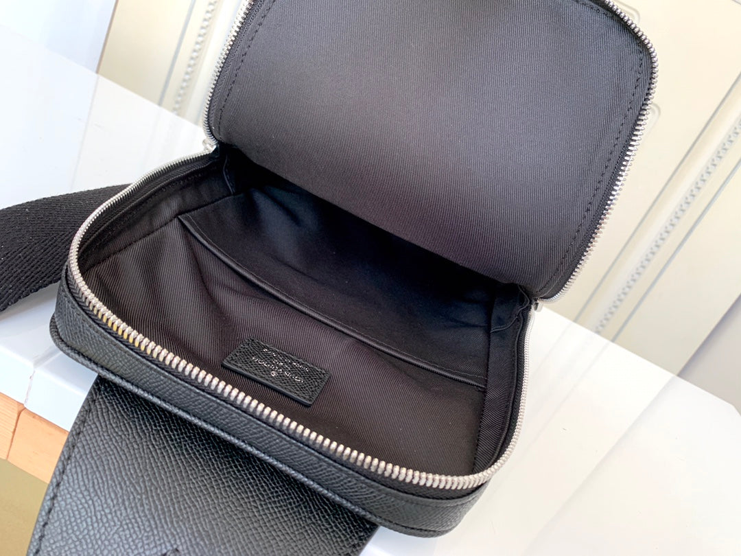 Louis Vuitton Black Textured Leather Sling Crossbody Chest Backpack