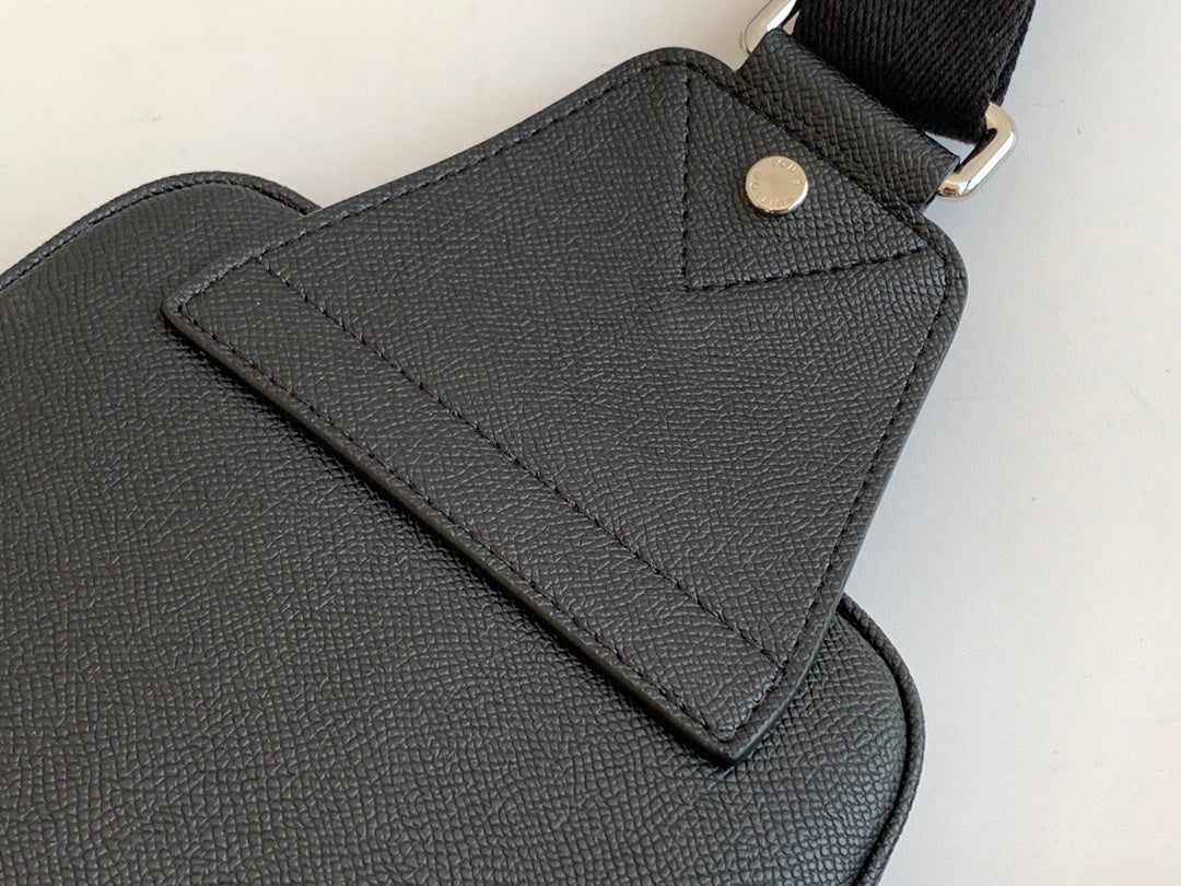 Louis Vuitton Avenue Sling Bag Black Taiga Leather Crossbody