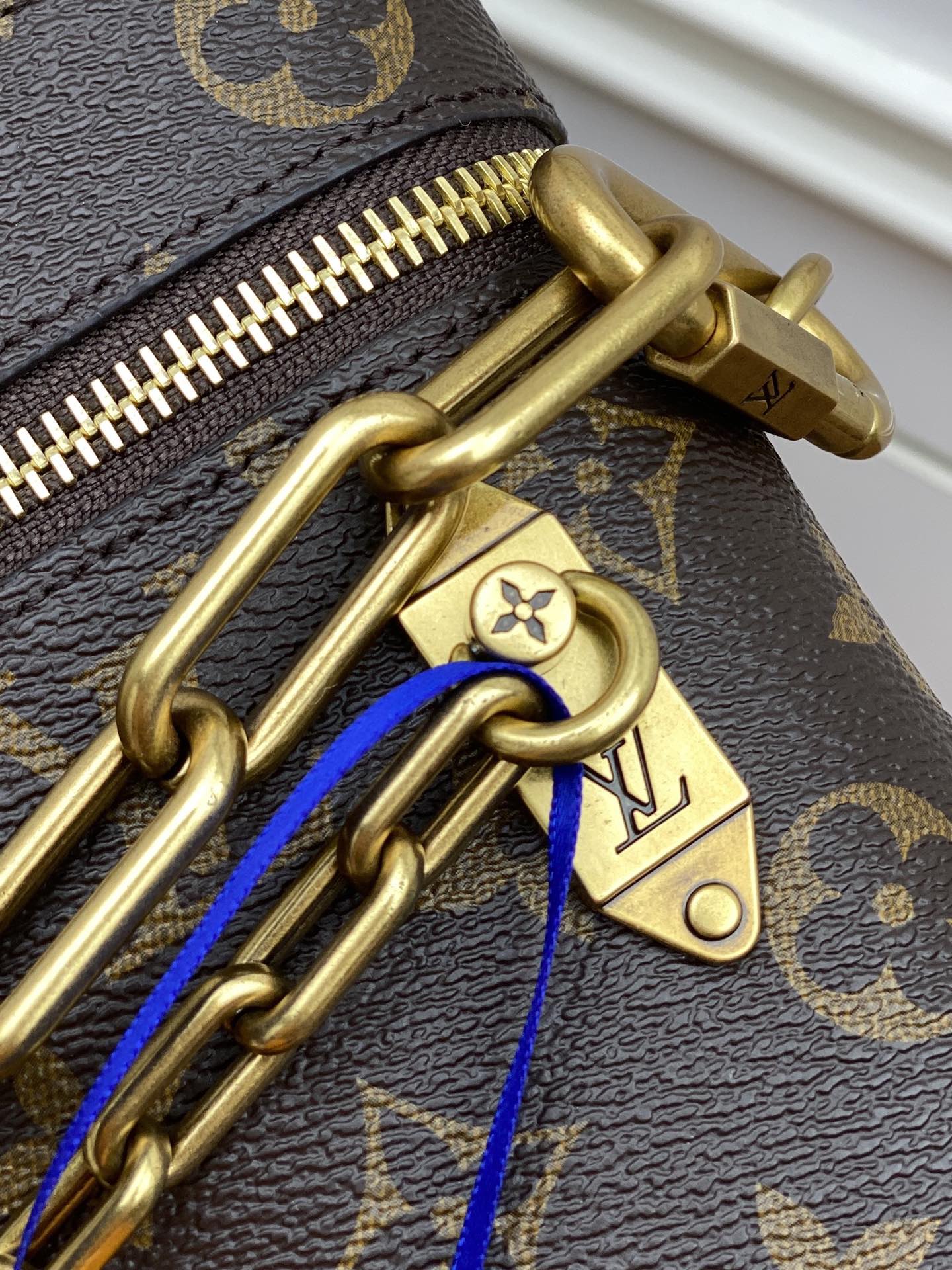 Louis Vuitton Classic Brown Monogram Cylindrical Bucket Bag with Gold Chain