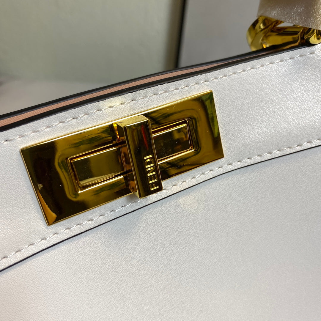 Elegant White Leather Top Handle Handbag with Scarf-Wrapped Handle and Crossbody Strap
