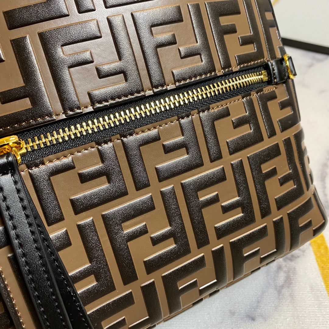 Fendi FF Monogram Mini Backpack - Brown/Black Designer Bag