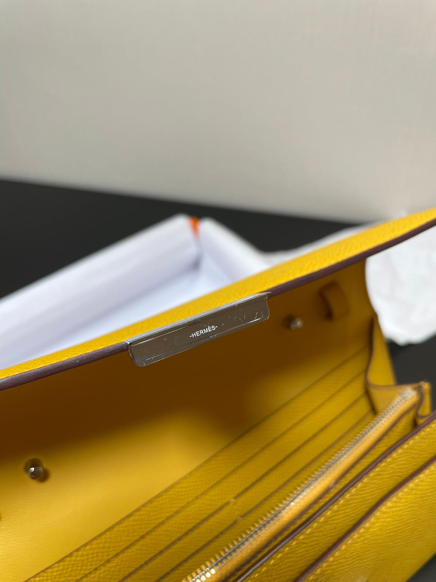 Luxury Designer Style Yellow Leather Clutch Bag with Gold H-Clasp