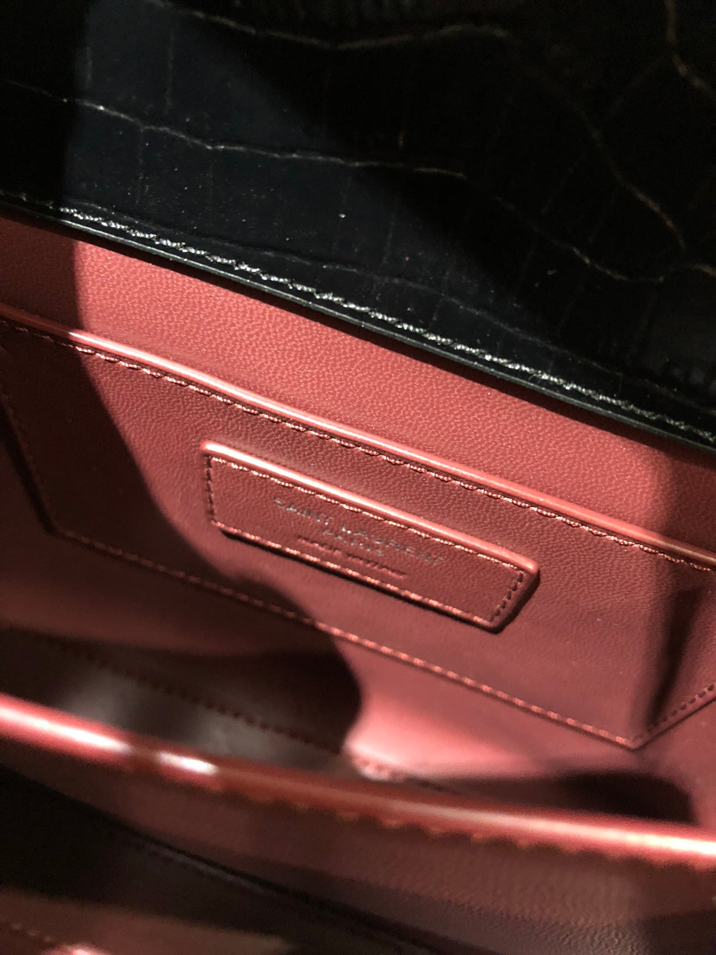 Saint Laurent Cassandra Mini Top Handle Bag in Crocodile-Embossed Leather - Black