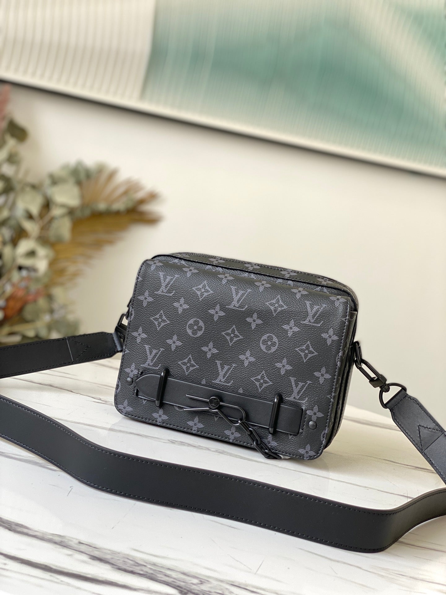 Louis Vuitton Dark Grey Monogram Canvas Crossbody Messenger Bag for Men