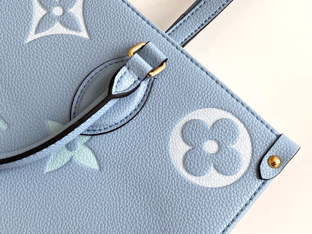 Louis Vuitton Light Blue Monogram Pattern Structured Leather Tote Bag for Women