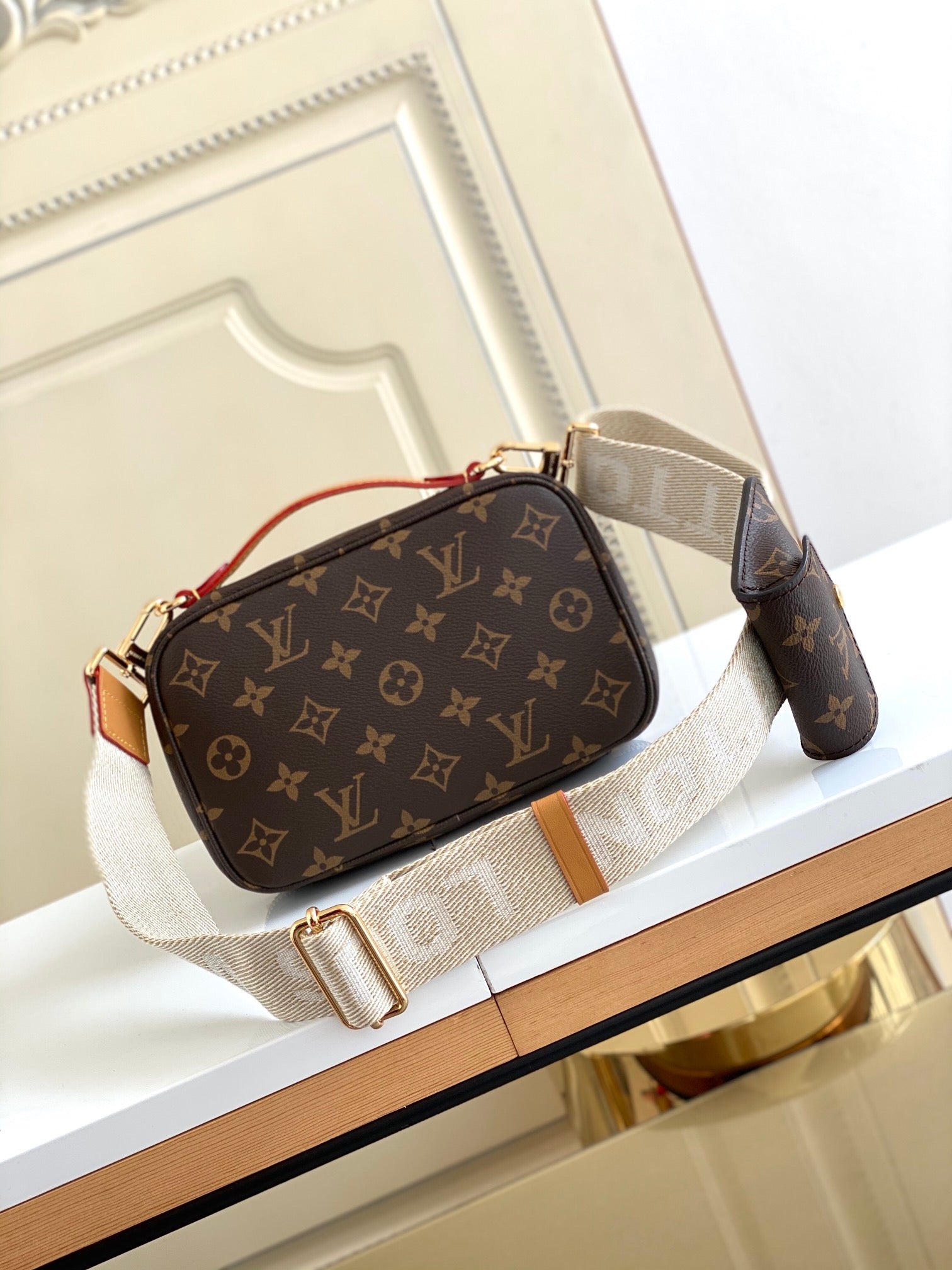 Louis Vuitton Brown Monogram Multi Pocket Crossbody Bag with Coin Pouch