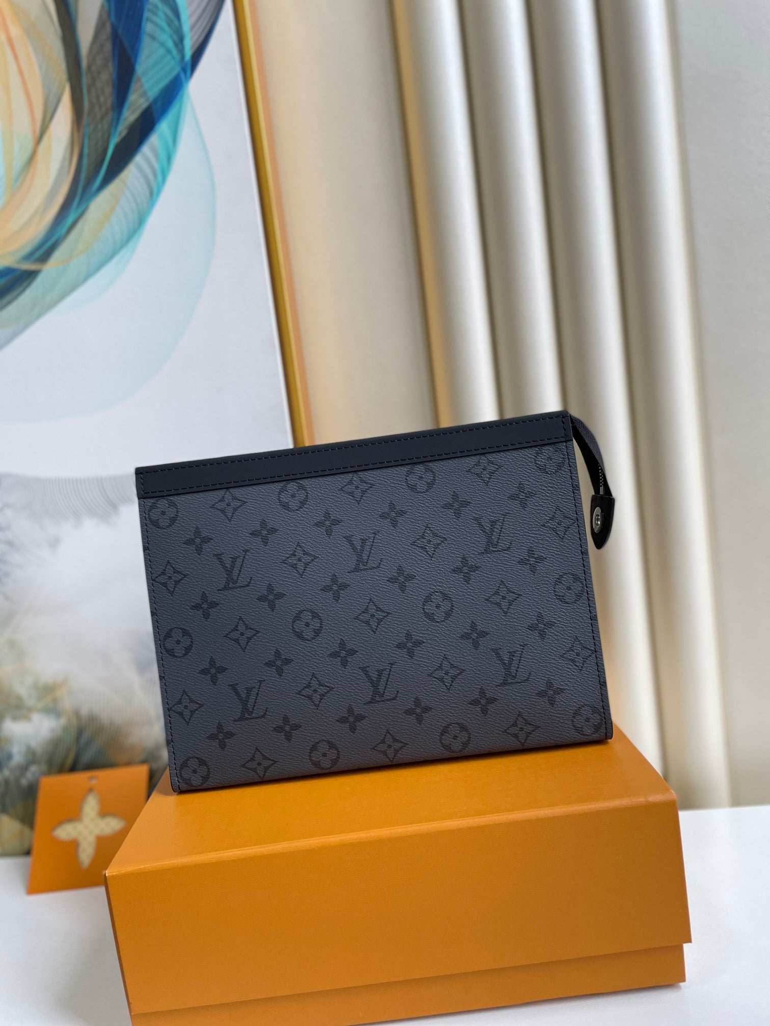 Louis Vuitton Black Monogram Canvas Zippered Travel Pouch Clutch Bag