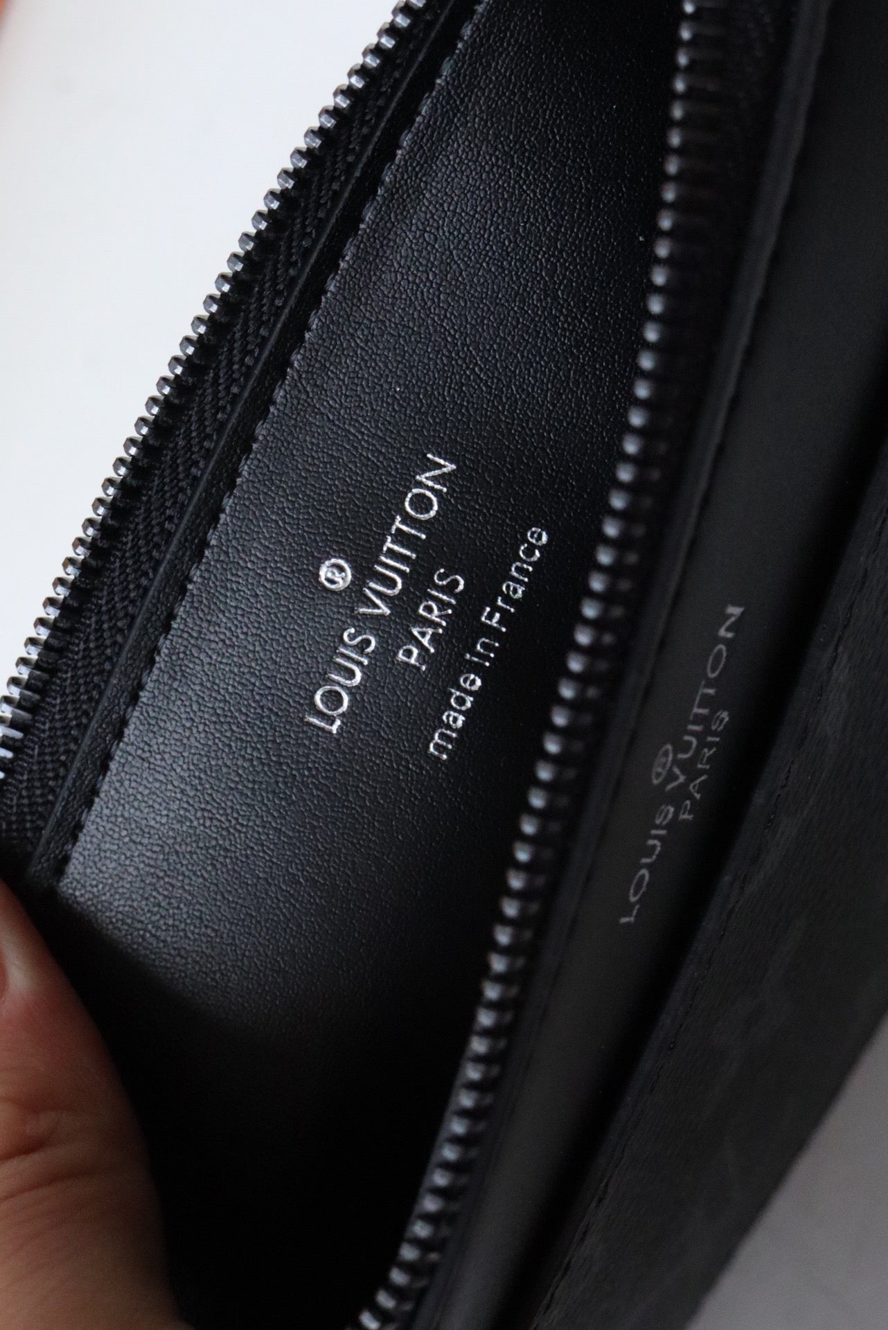 Louis Vuitton Luxury Black Monogram Patterned Canvas Zipper Clutch Pouch