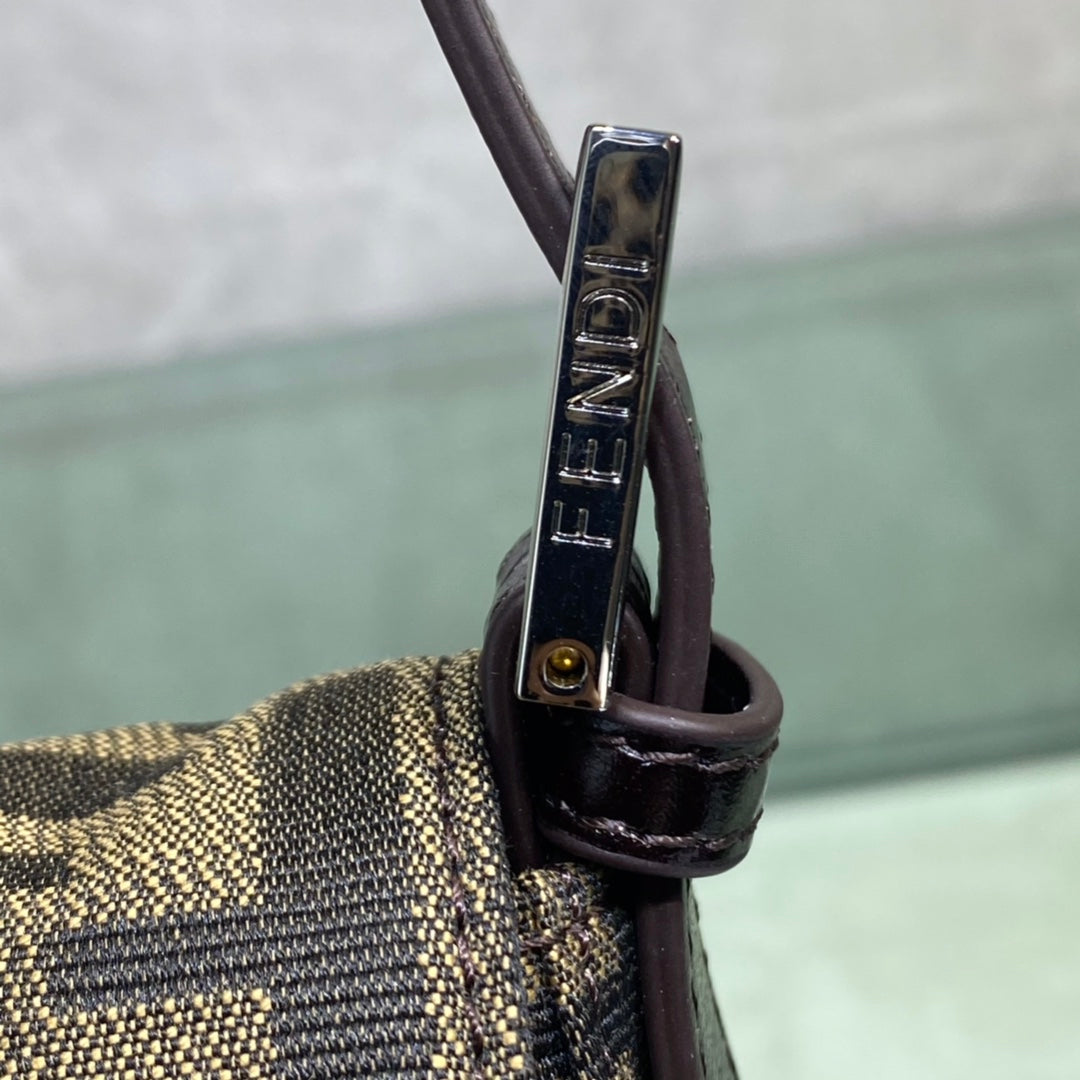 Fendi Baguette FF Monogram Fabric Shoulder Bag - Brown Tobacco