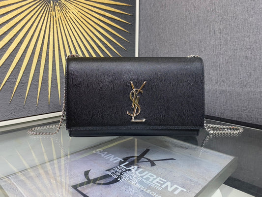 Saint Laurent Monogram Wallet on Chain - Black Leather Crossbody Bag