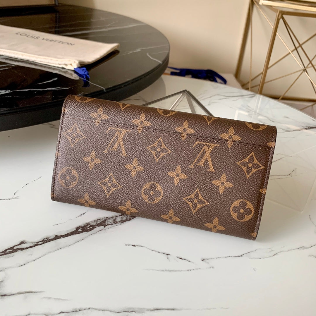 Louis Vuitton Classic Brown Monogram Canvas Long Envelope Wallet for Women