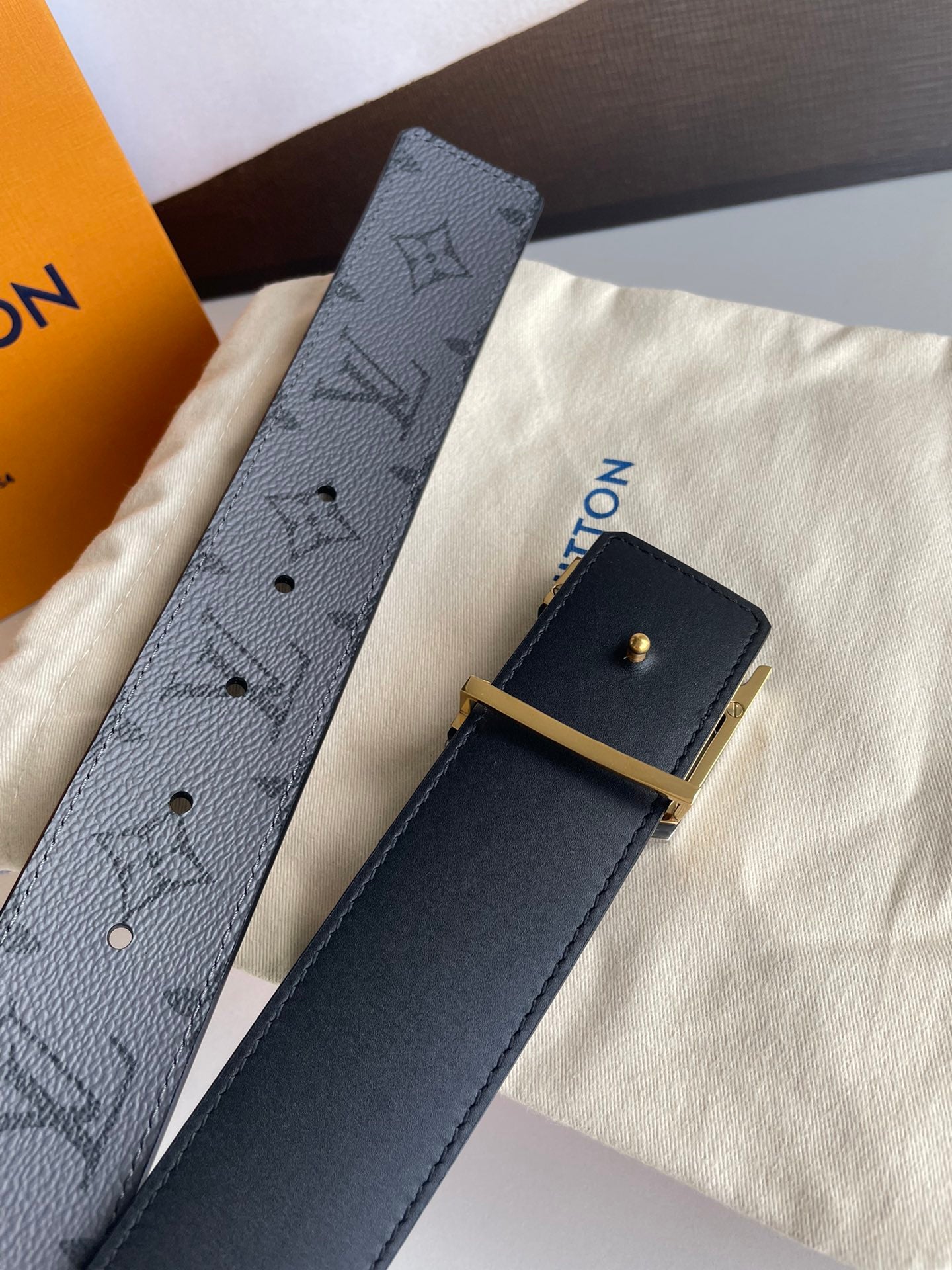 Louis Vuitton LV Initiales 40mm Belt in Monogram Eclipse Canvas with Silver-Tone Buckle