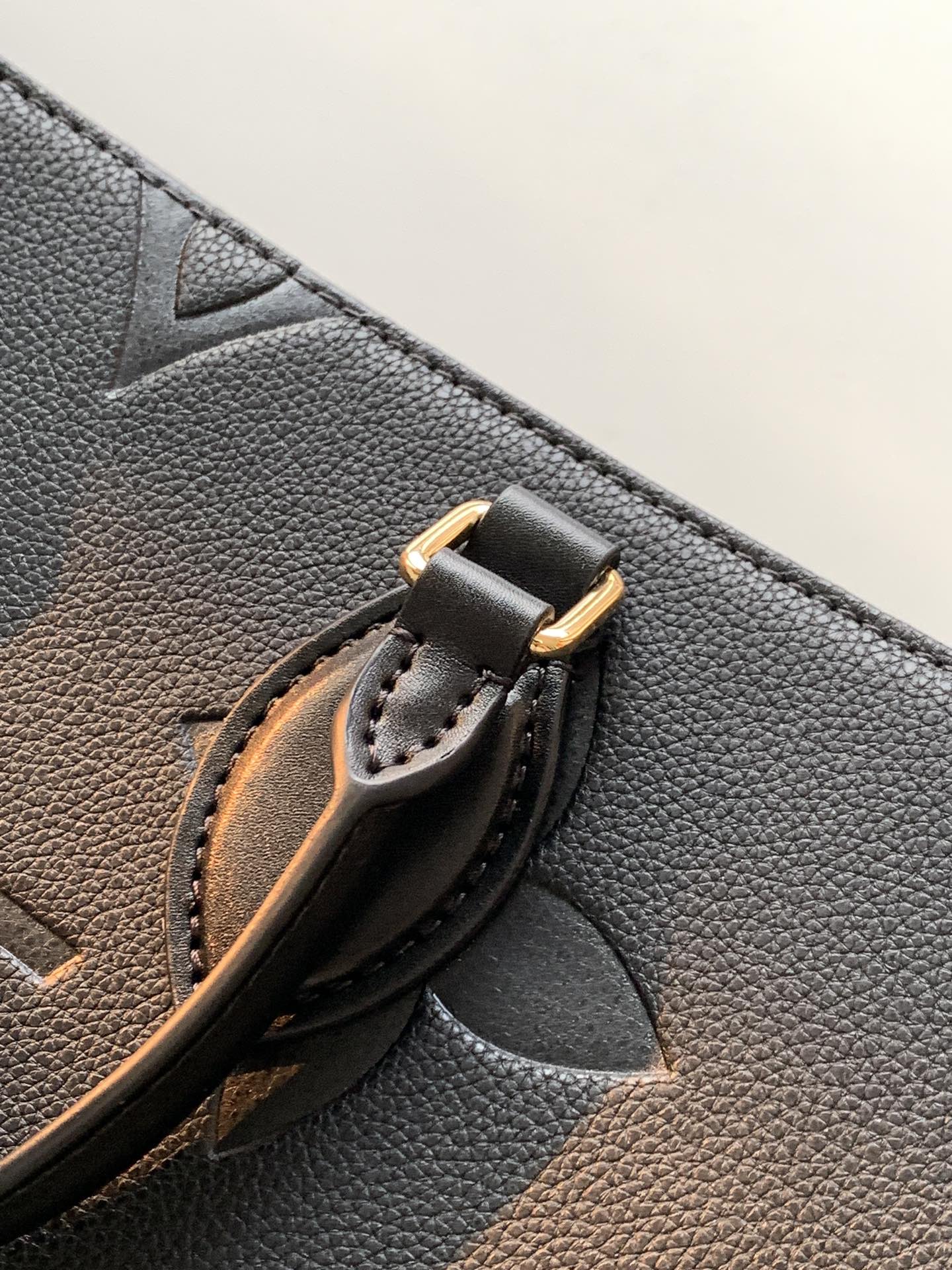 Louis Vuitton Classic Black Embossed Monogram Leather Tote Bag for Women