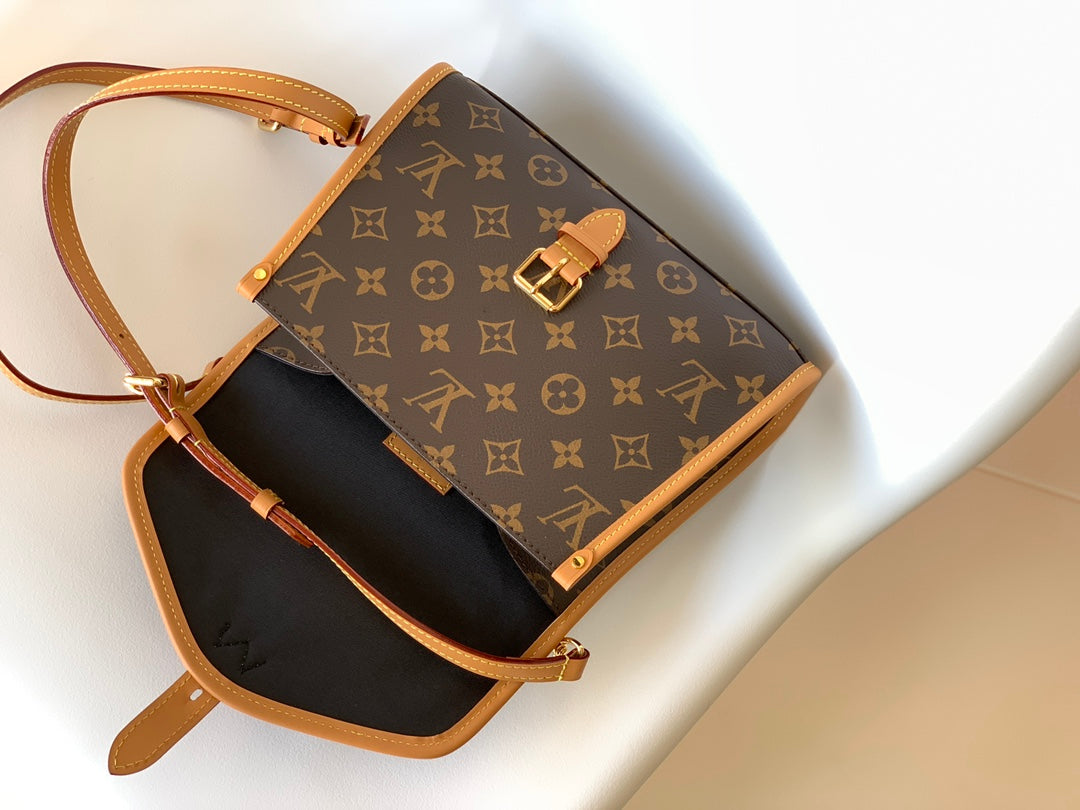 Louis Vuitton Classic Brown Monogram Top Handle Crossbody Satchel Handbag
