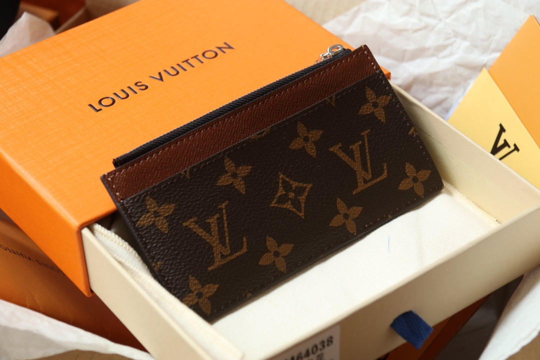 Louis Vuitton Classic Brown Monogram Slim Leather Card Holder Wallet
