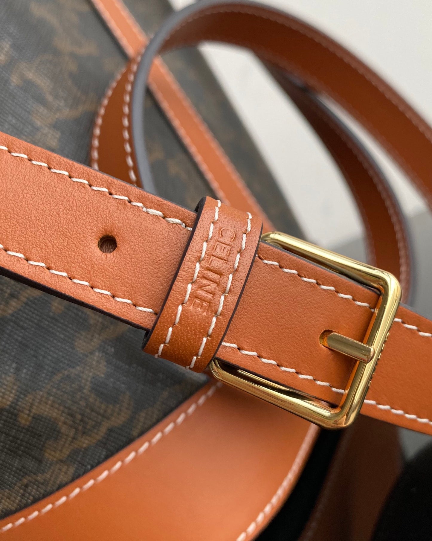 Vintage Monogram Bucket Bag with Tan Leather Trim - Brown Crossbody Shoulder Bag
