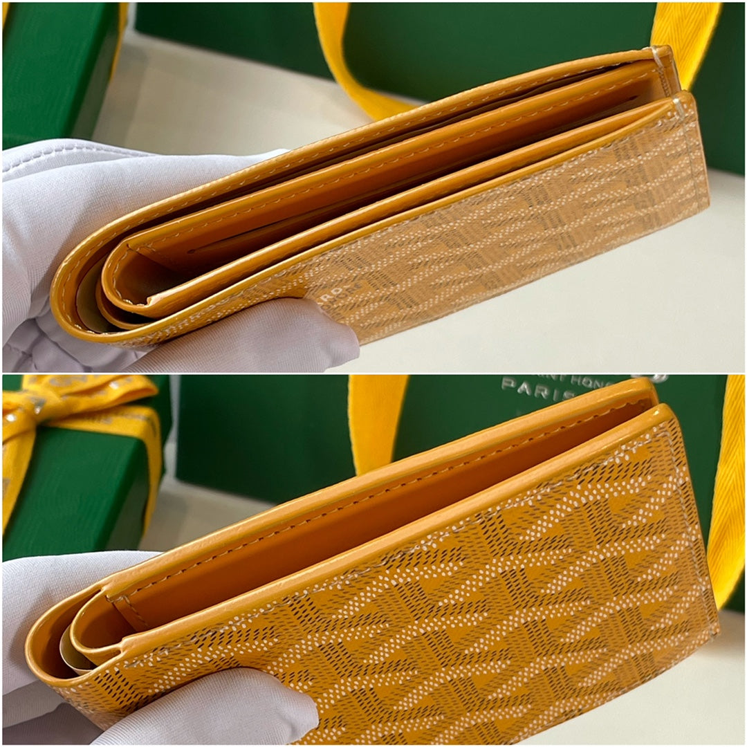 Gogy Luxury Yellow Geometric Chevron Pattern Bifold Wallet