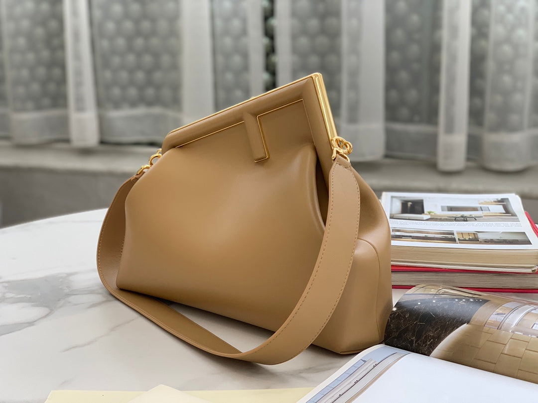 Fendi First Small Beige Nappa Leather Bag with Detachable Strap