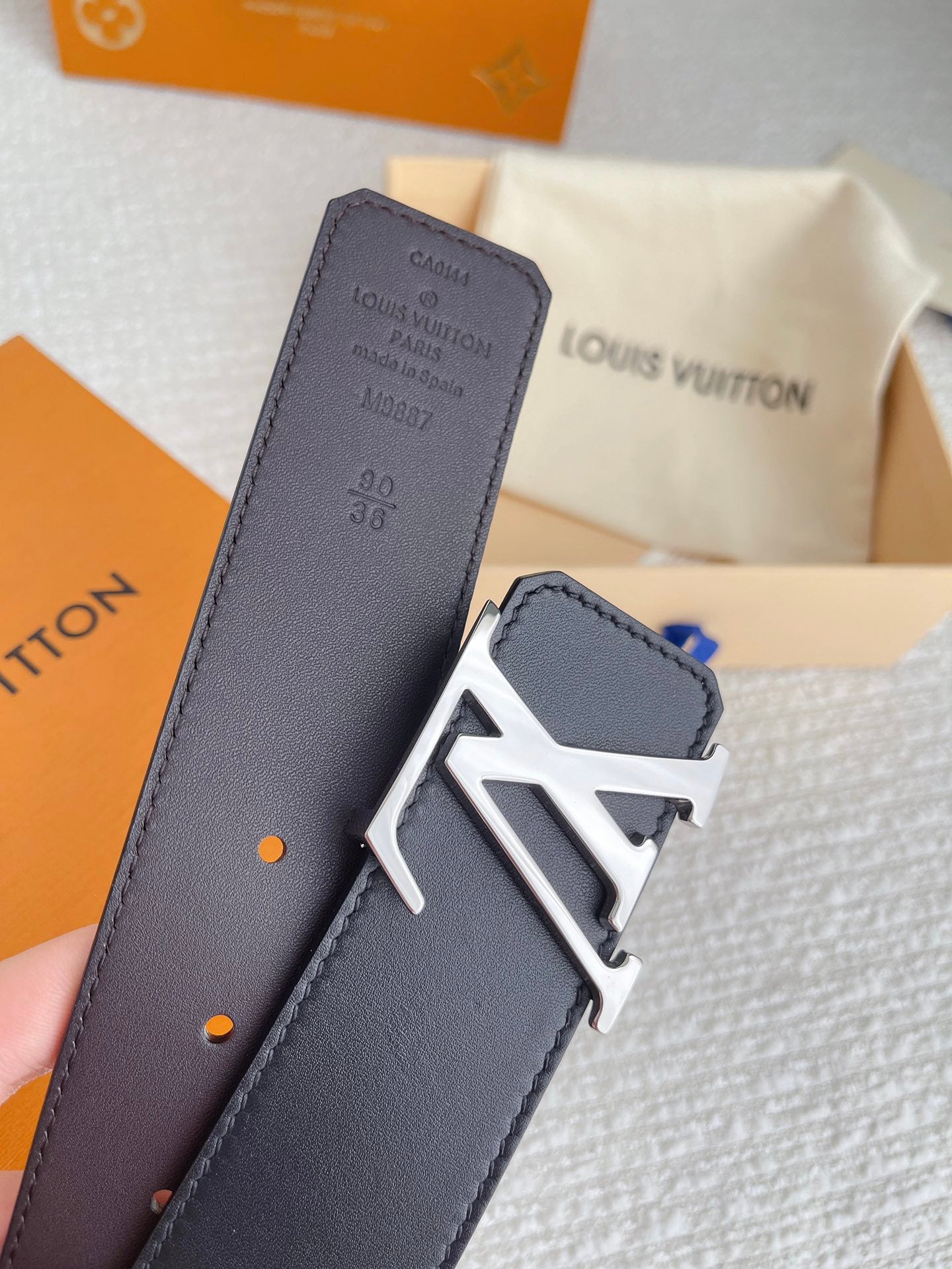 Louis Vuitton LV Initiales 40mm Belt - Black Leather with Silver Buckle, Men's Luxury Accessory