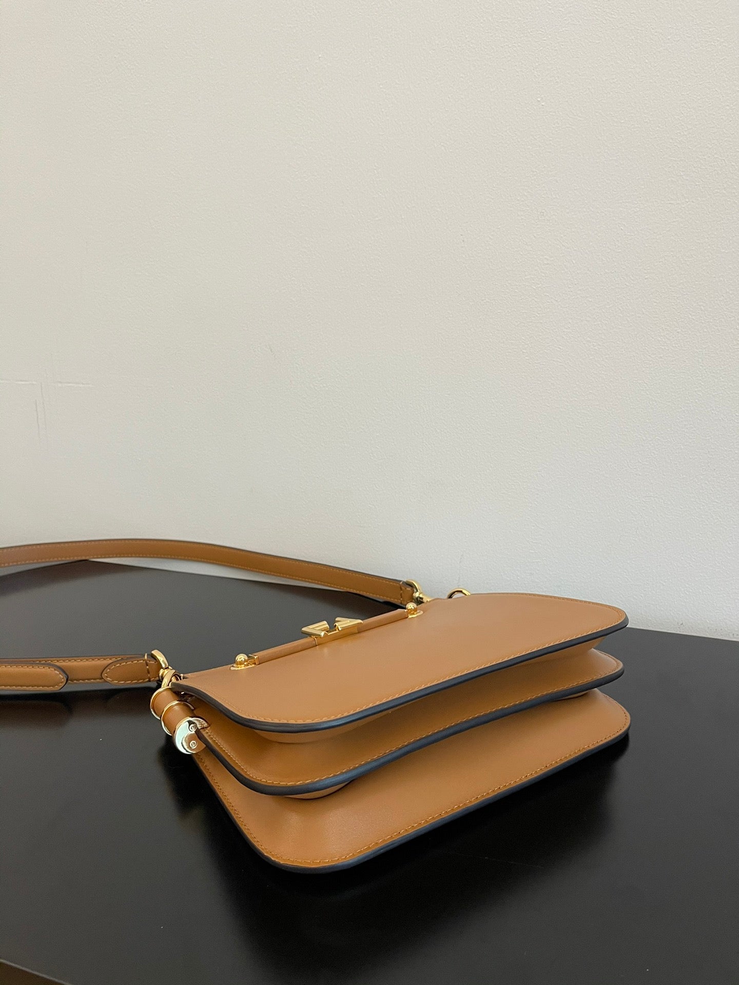 Fendi Touch Small Leather Shoulder Bag - Tan Brown