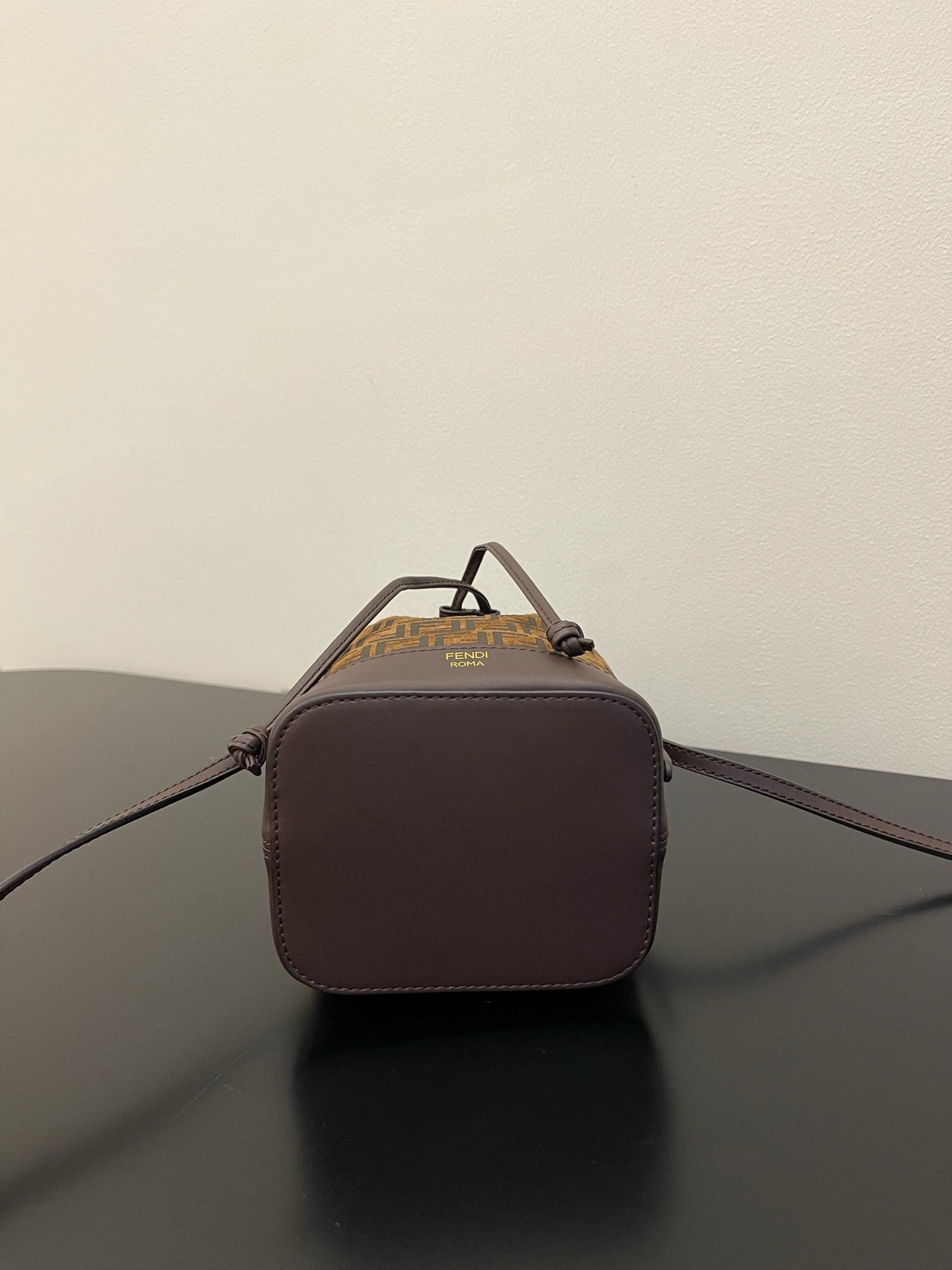 Fendi Mon Tresor Mini FF Motif Canvas Bucket Bag - Brown