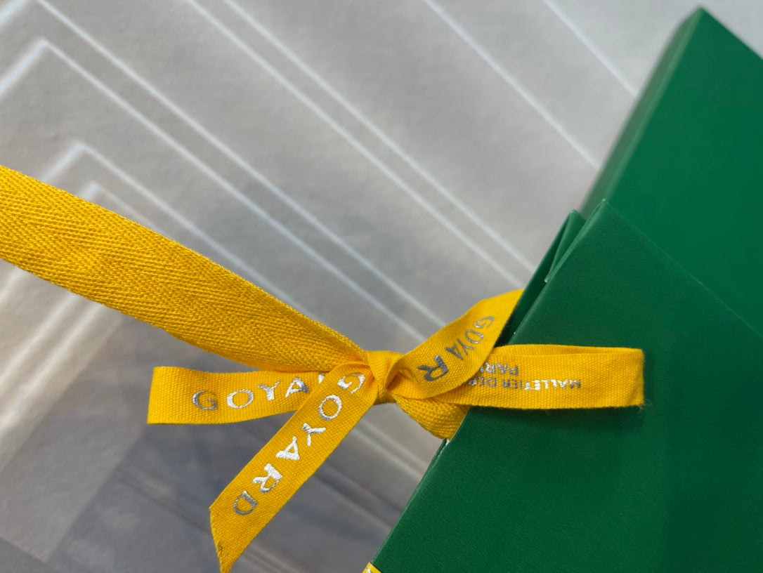 Gogy Luxury Green Paper Shopping Bag with Yellow Ribbon Handles