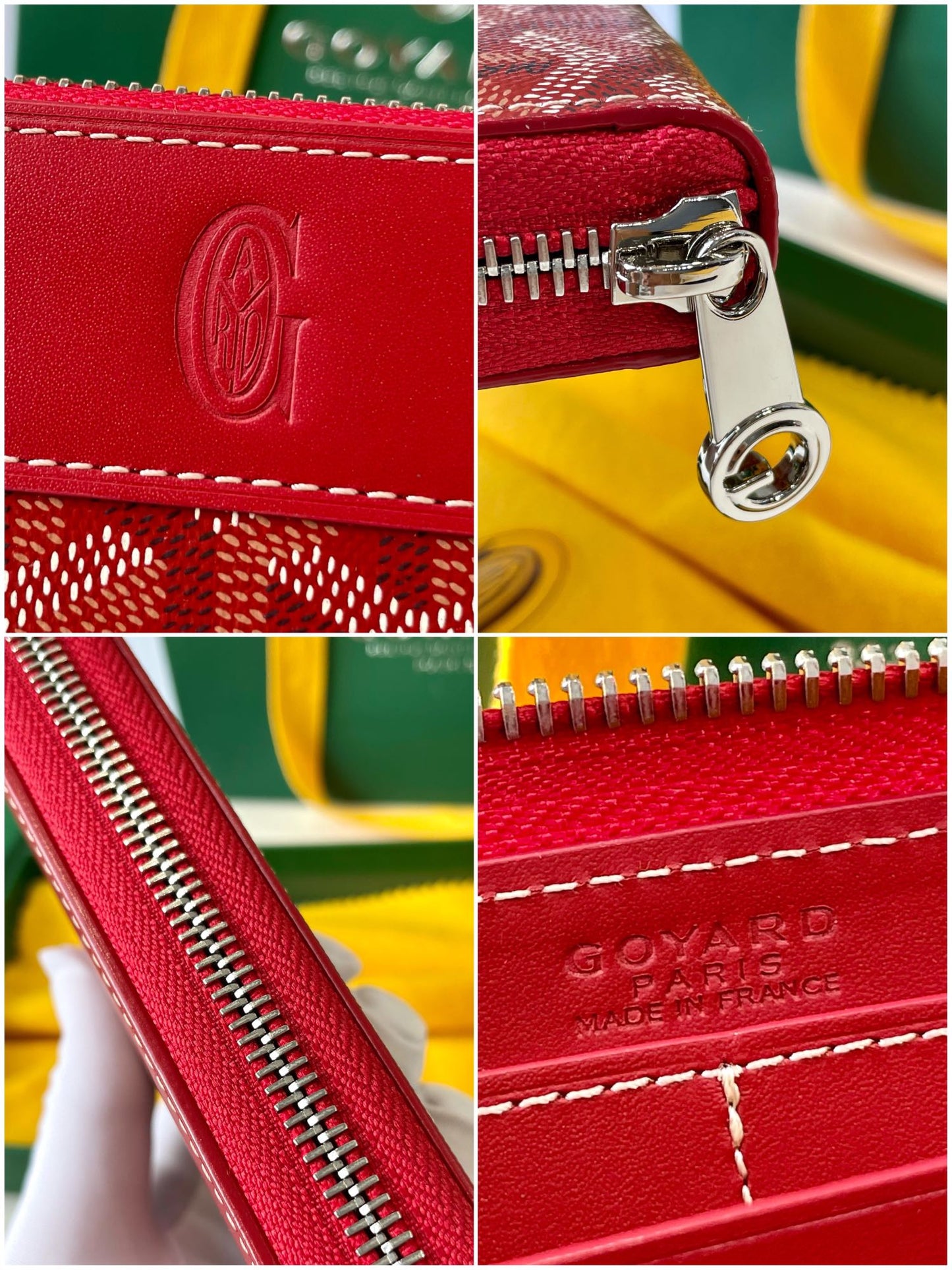 Gogy Red Chevron Monogram Continental Leather Wallet with Flap