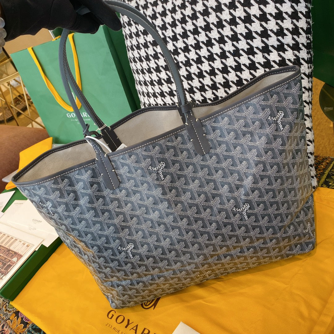 Gogy Classic Grey Chevron Monogram Tote Bag Large Shoulder Shopper